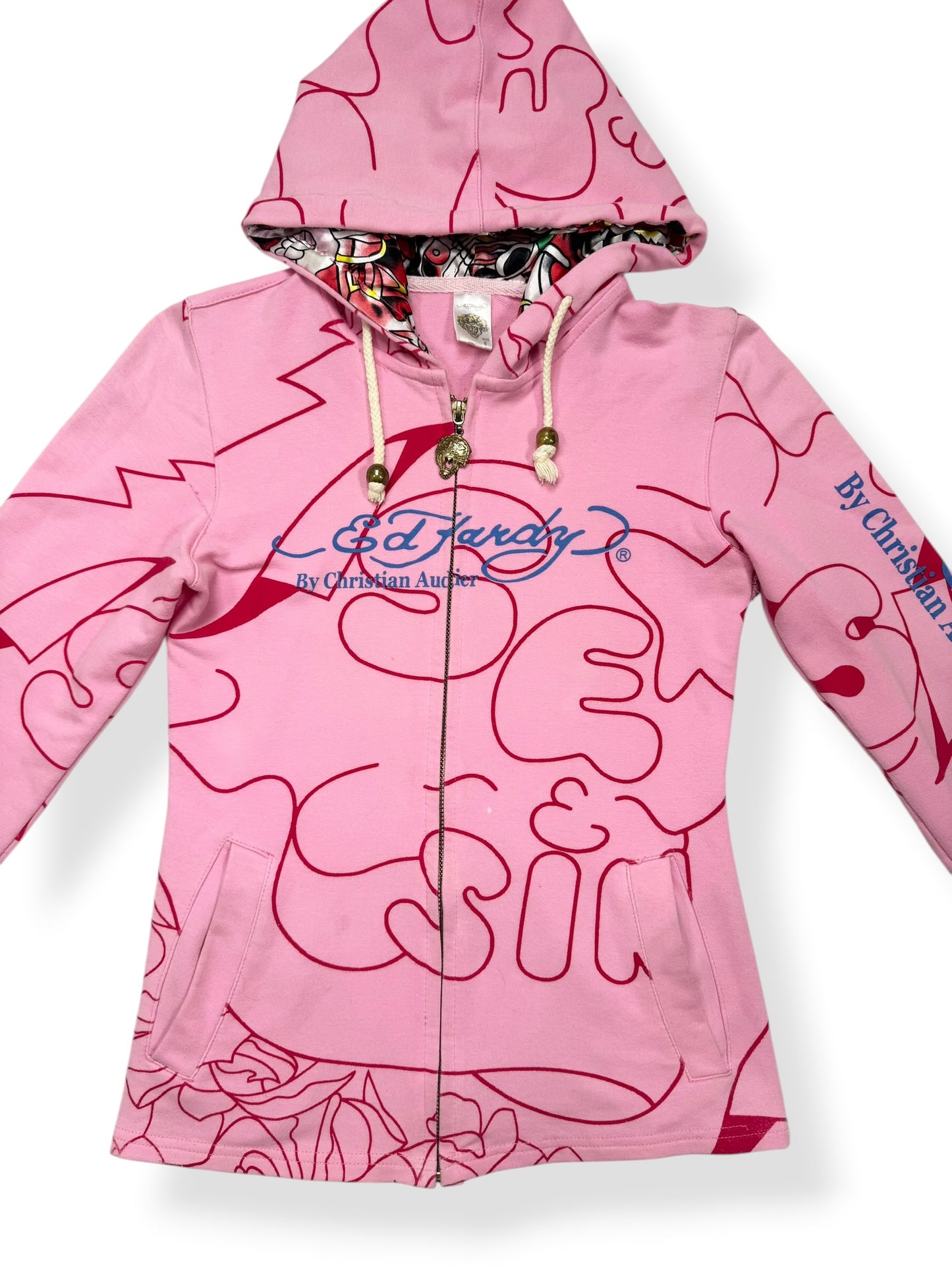 Pink Ed Hardy Zip Up Hoodie ♡ S