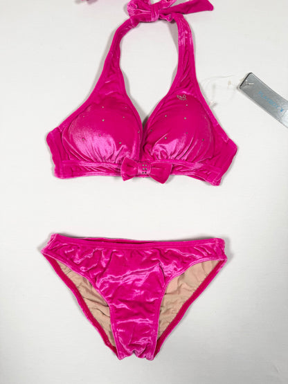Playboy Pink Velour Bikini & Skirt Set