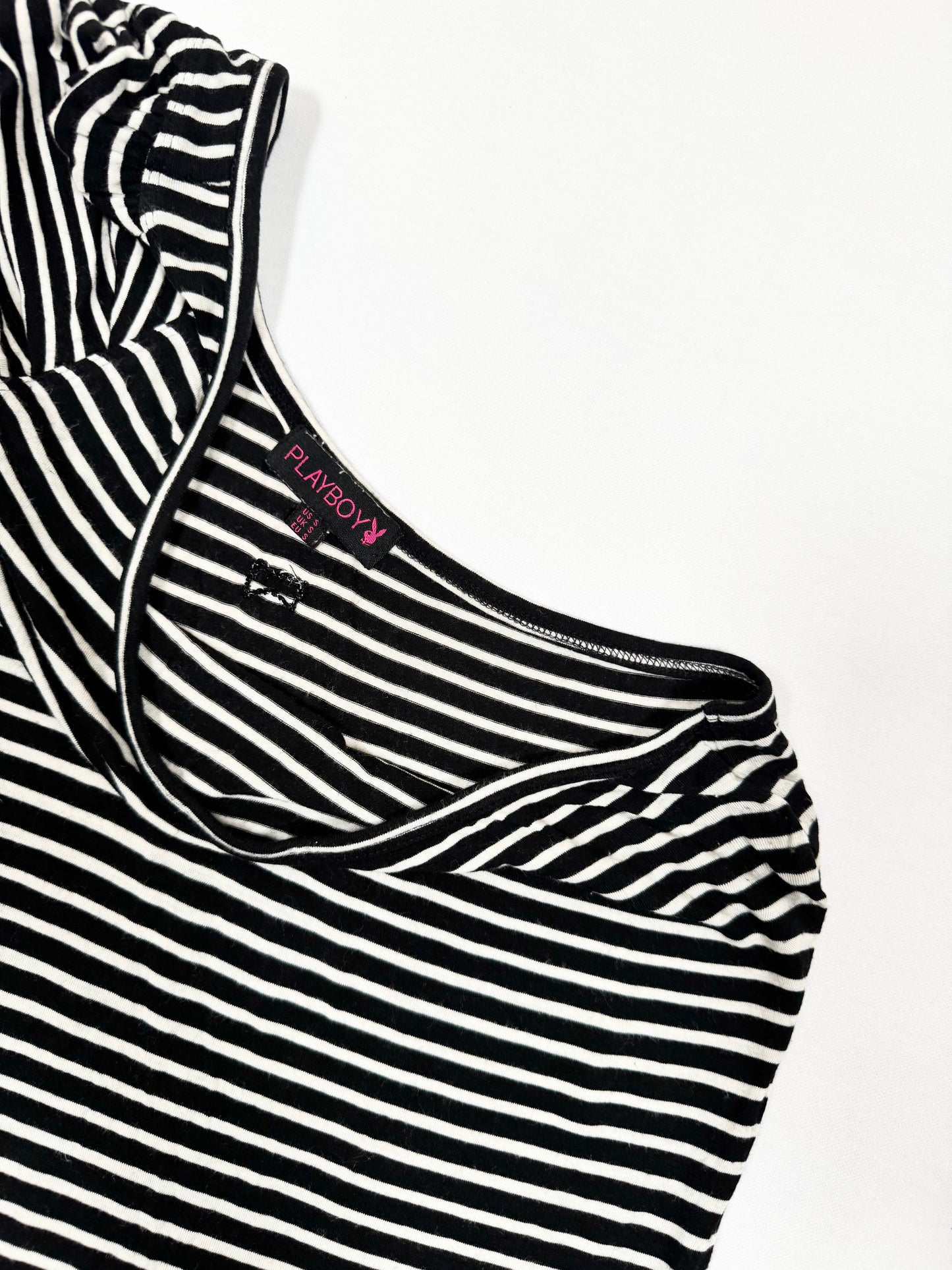 Playboy Striped One Shoulder Tee