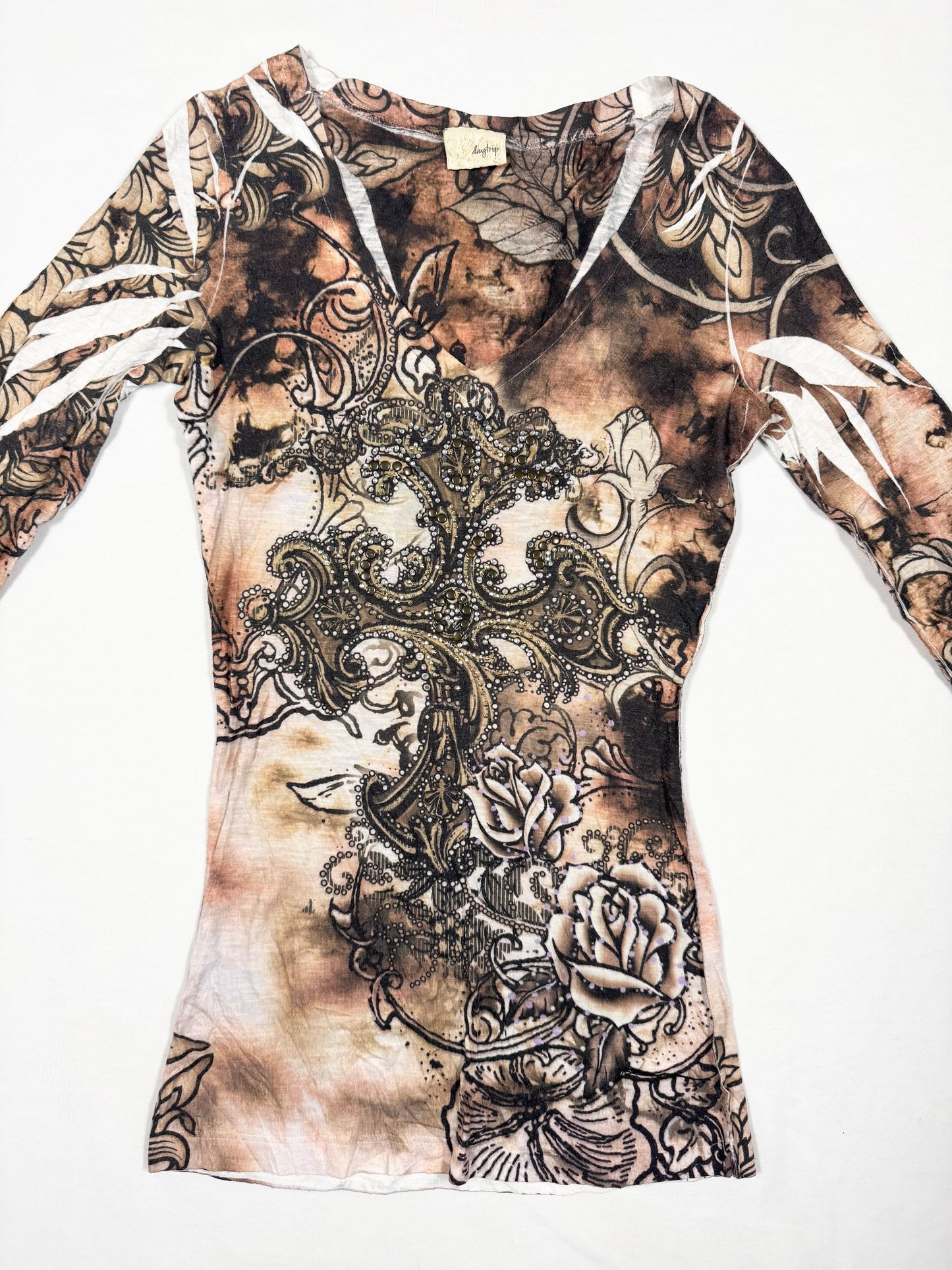 Grunge Brown Long Sleeved Top ♡ Size XS