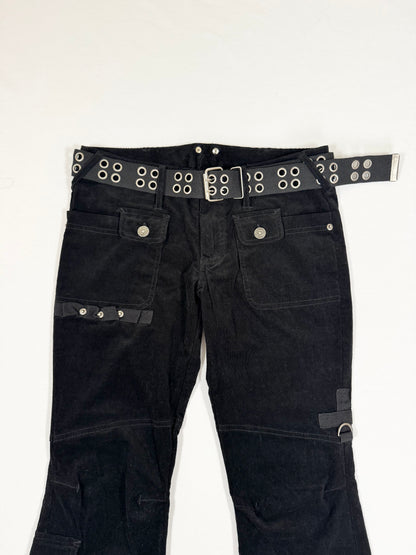 Black Cargo Flared Corduroy Pants ♡ S