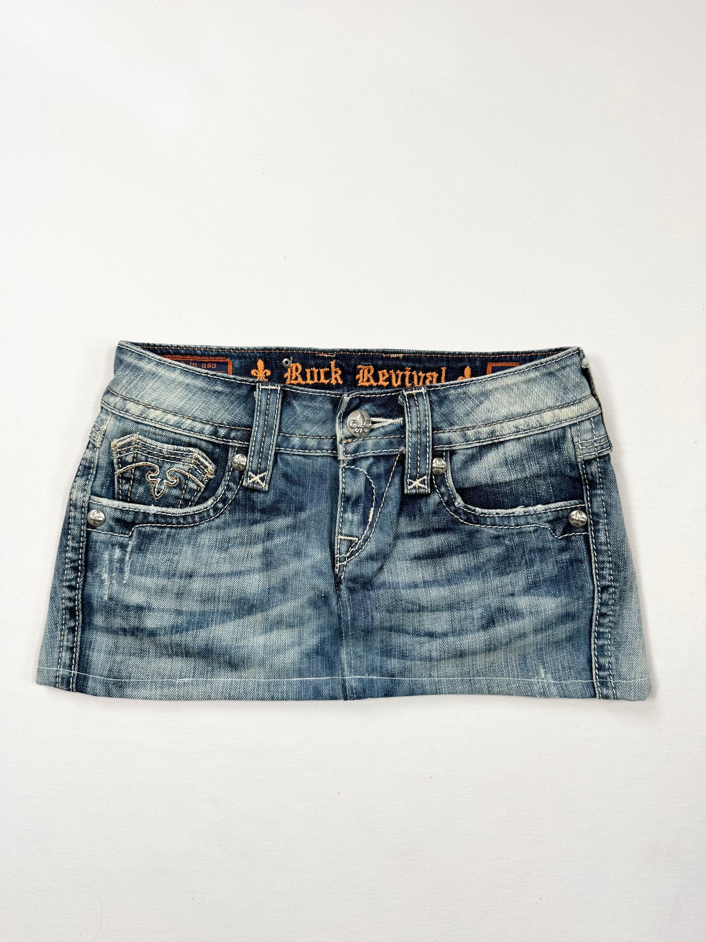 Rock Revival Denim Mini Skirt ♡ 25”