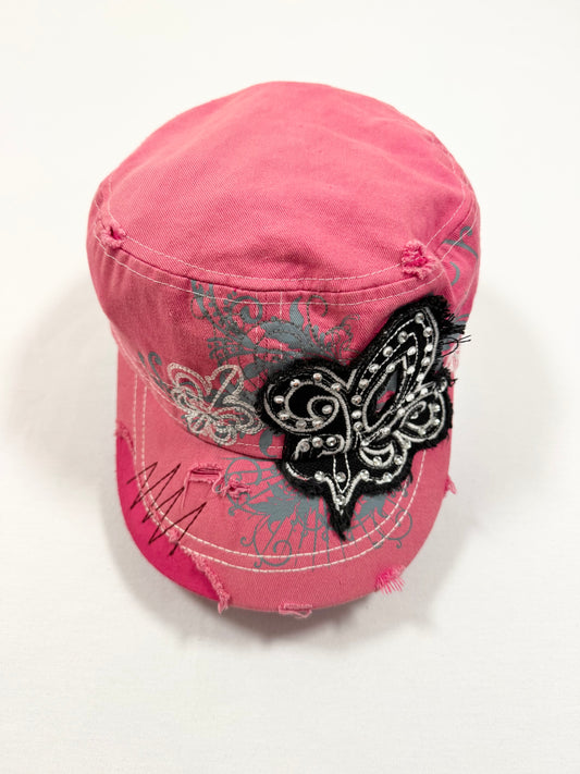 Pink Diamante Cross Cap ♡