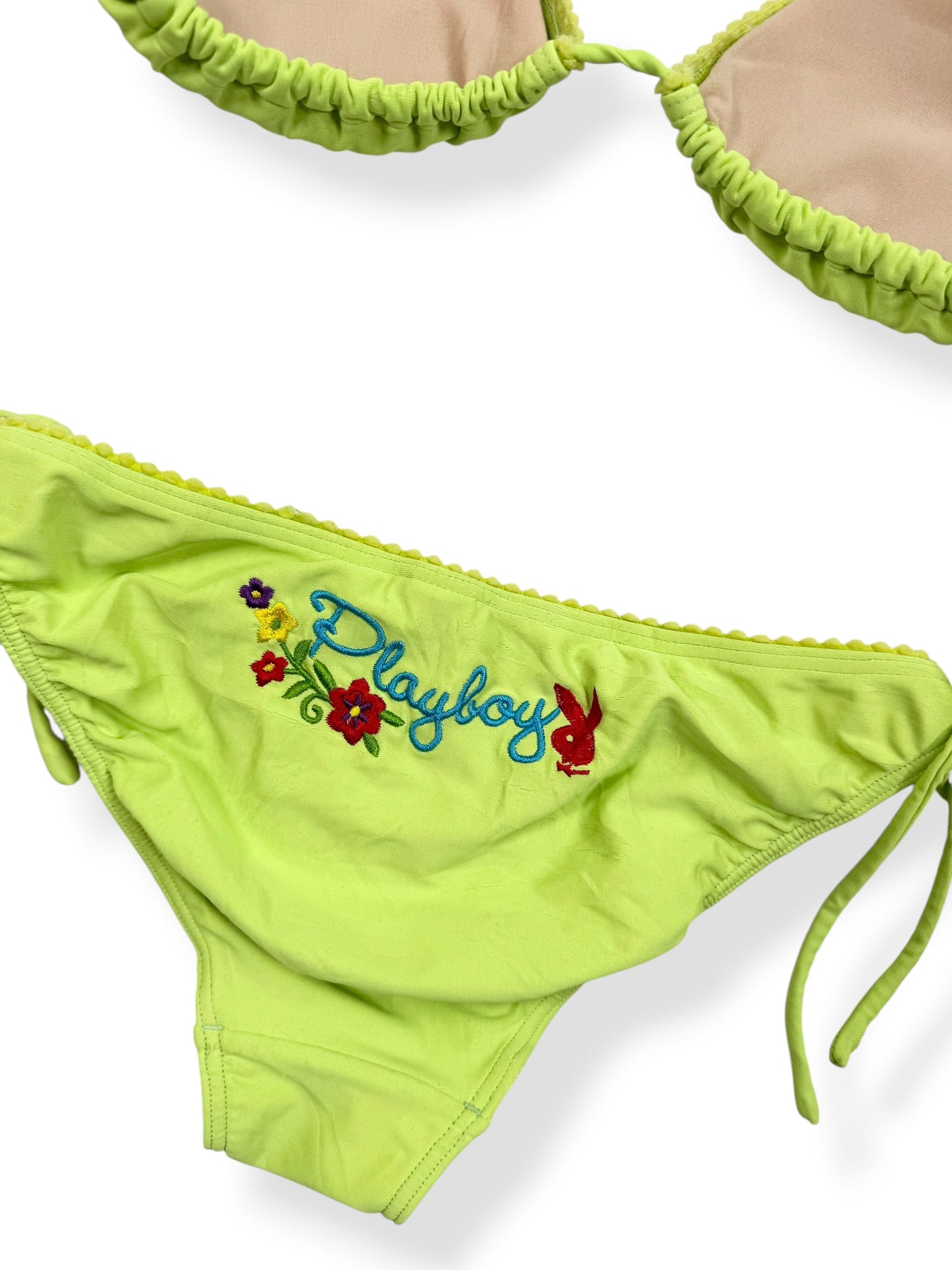Green Embroidered Playboy Bikini ♡ XS