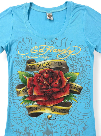 Blue Ed Hardy Long Sleeved Top ♡ M