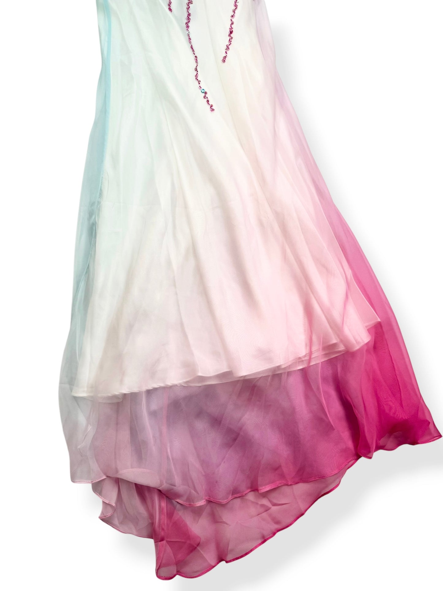 Butterfly Blue & Pink Ombré Silk Maxi Dress ♡ XXS/XS