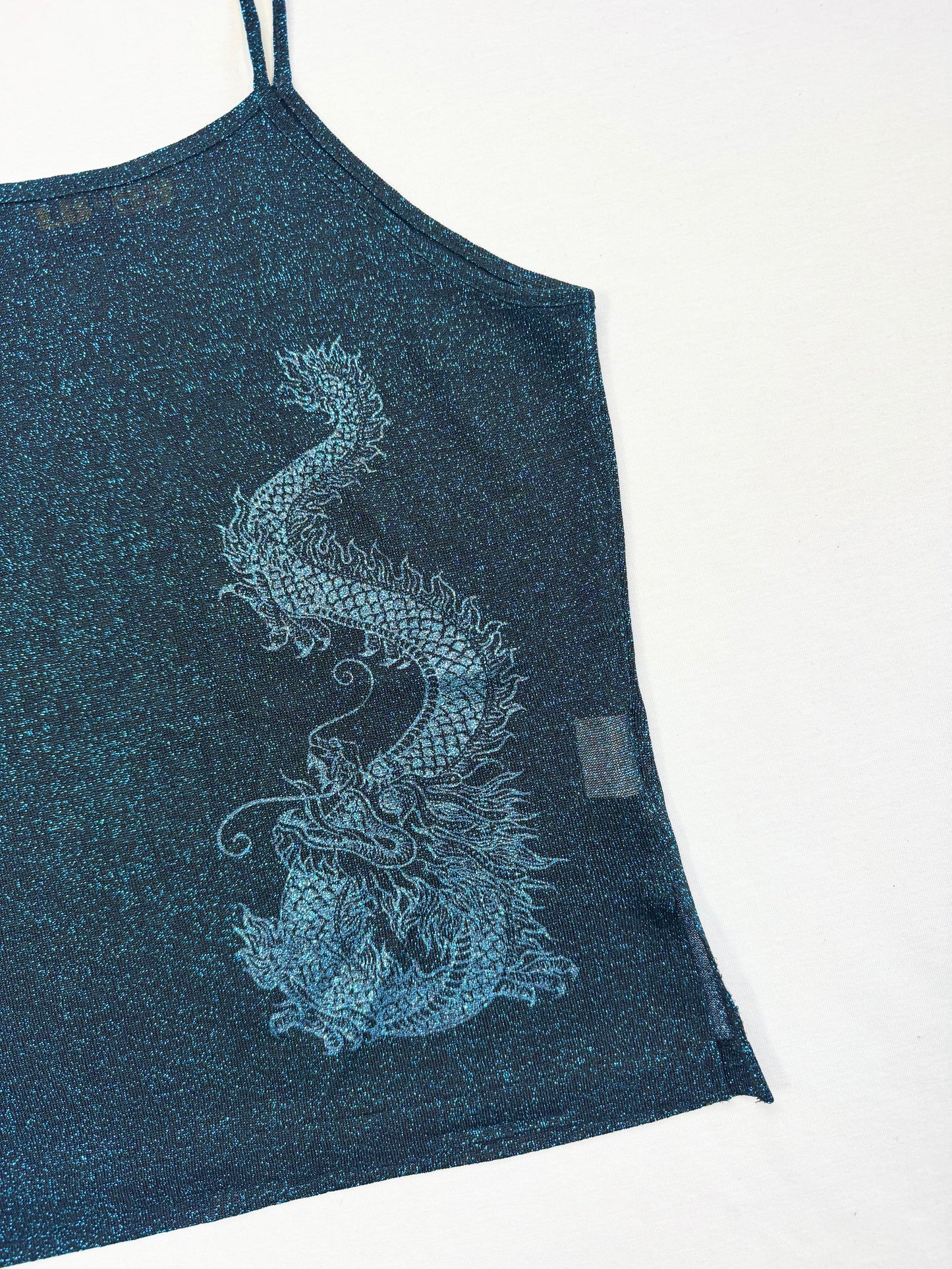 LB-03 Navy Glittery Dragon Micromesh Cami ♡ S