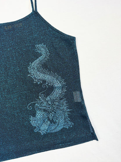 LB-03 Navy Glittery Dragon Micromesh Cami ♡ S