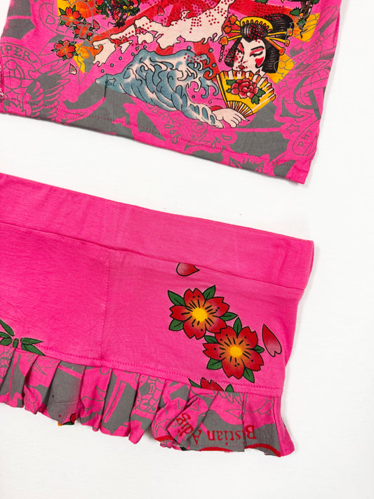 Ed Hardy Pink Skirt & Tube Top Set ♡ S/M
