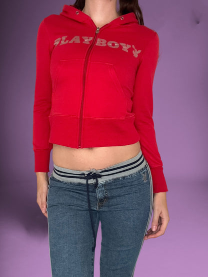Red Playboy Zip Up Hoodie ♡ S