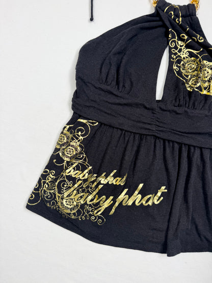 Baby Phat Black & Gold Chain Halter ♡ M