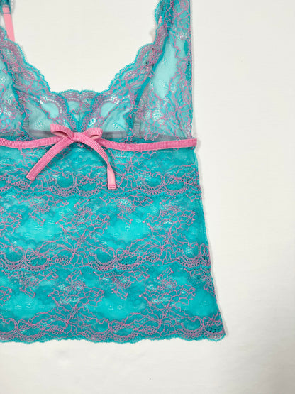 Blue Pink Lace Cami