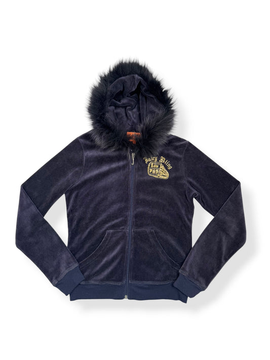 Juicy Couture Fur Hood Zip Up ♡ S