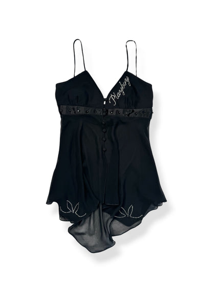 Black Playboy Diamanté Cami ♡ S/M