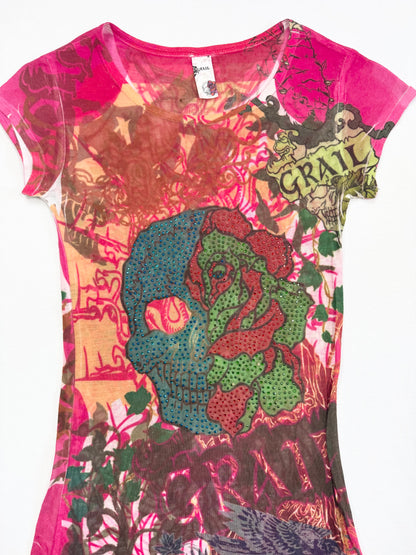 Grail Skull Pink Tee ♡ S