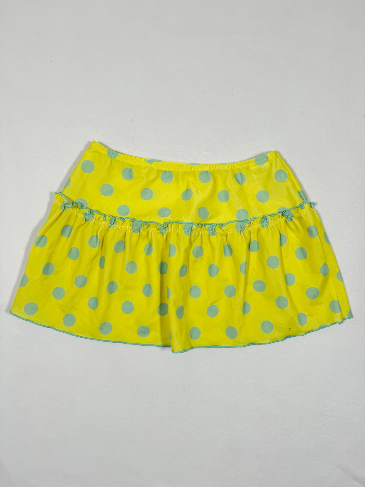 Yellow Blue Polka Mini Skirt