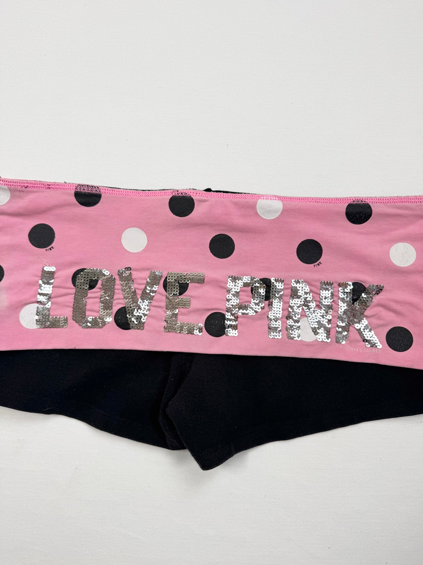 PINK Polka Dot Fold Over Shorts ♡ M