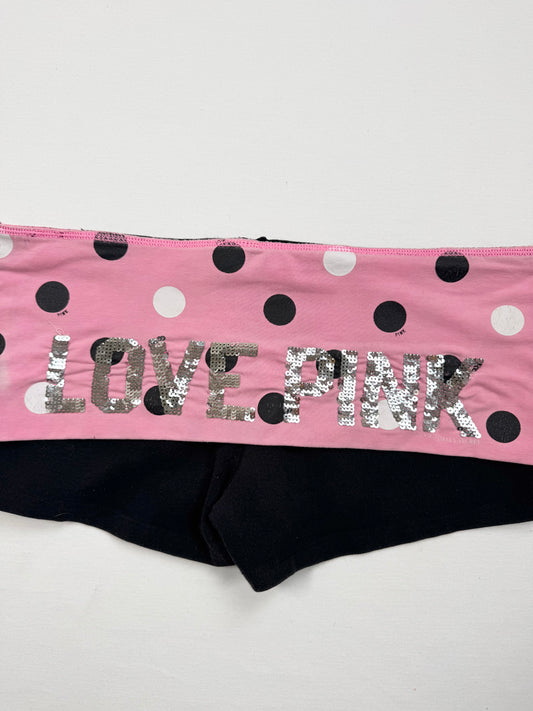 PINK Polka Dot Fold Over Shorts ♡ M