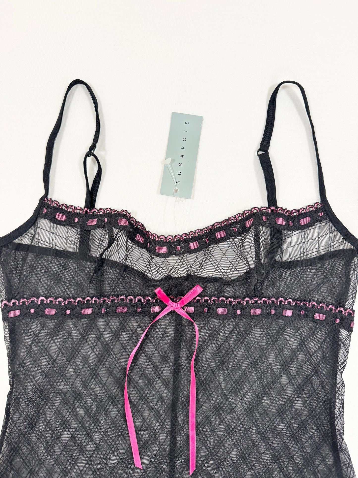 Black & Pink Ribbon Cami ♡ S