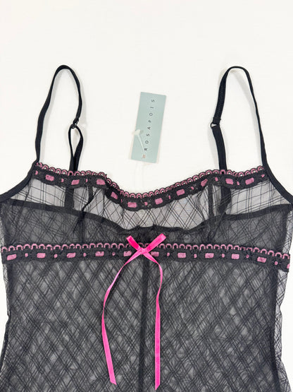 Black & Pink Ribbon Cami ♡ S