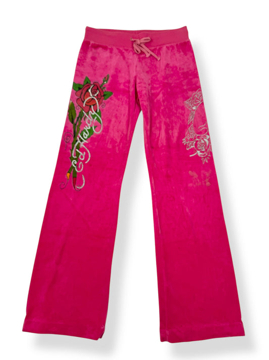 Ed Hardy Pink Velour Trackpants ♡ S/M