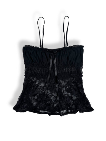 Ruched Black Lace Cami