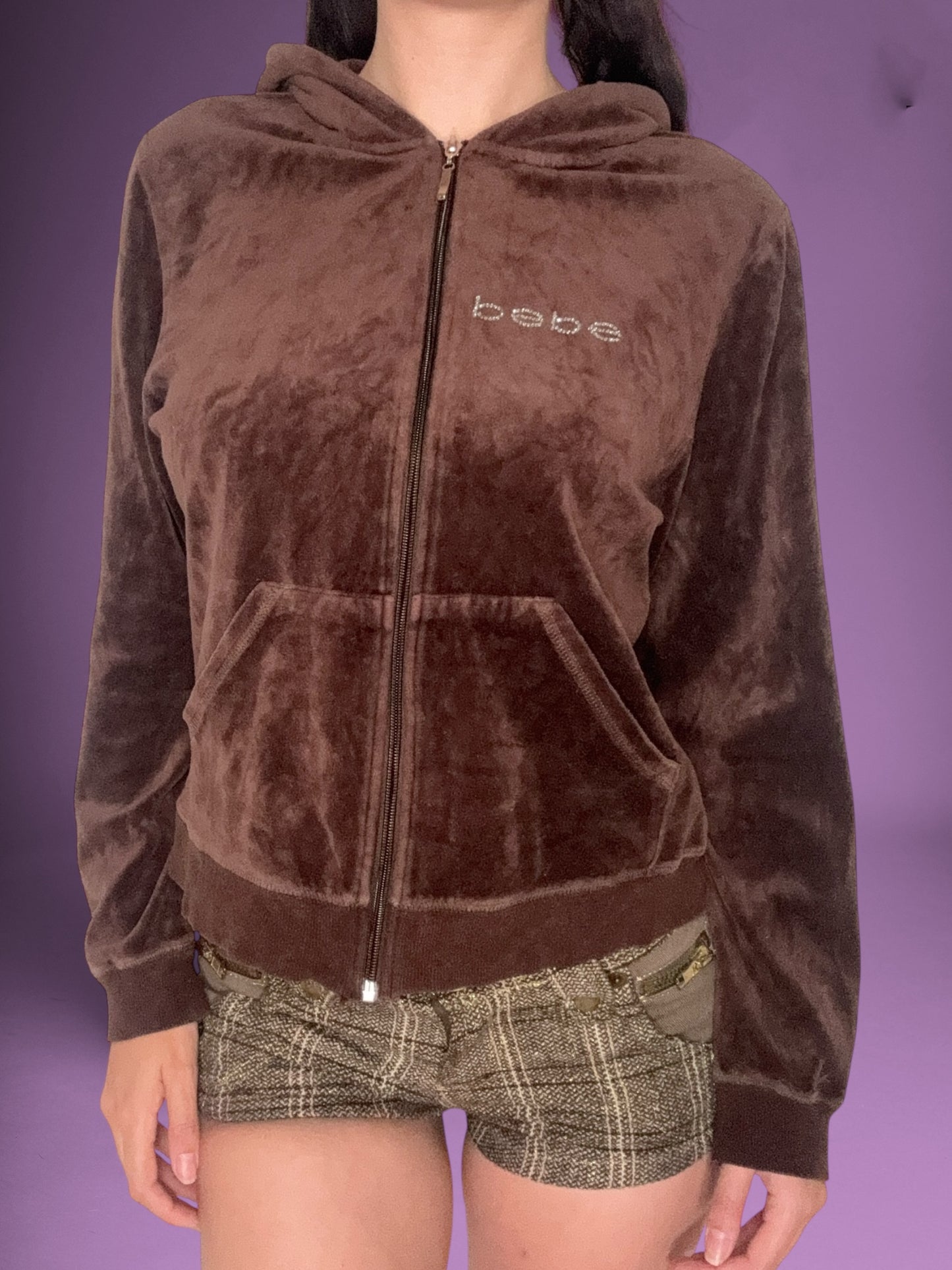 Bebe Chocolate Brown Zip Up Hoodie