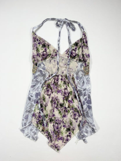 Purple Floral Halter Cami ♡ S