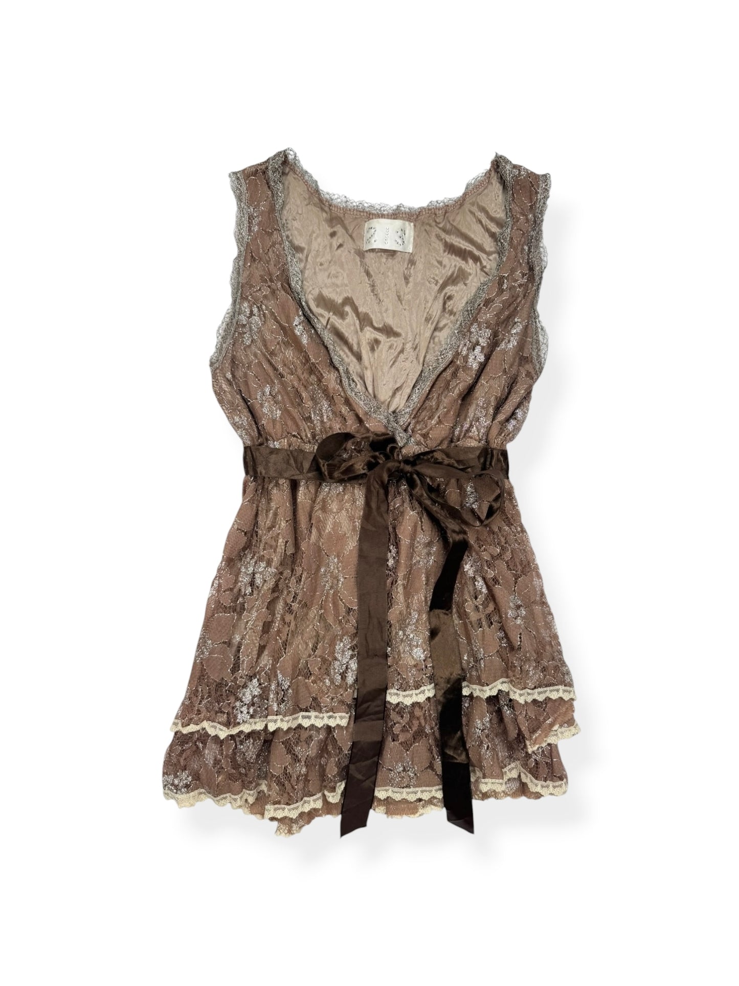 Brown Lace Tank ♡ S