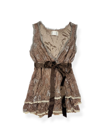 Brown Lace Tank ♡ S