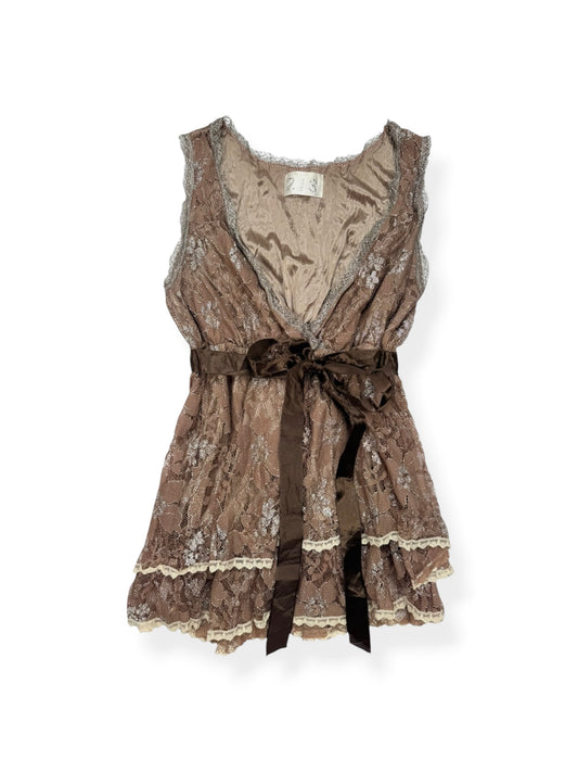 Brown Lace Tank ♡ S