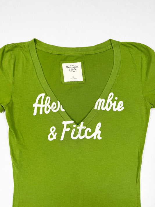 Green Abercrombie V Neck Tee ♡ XS