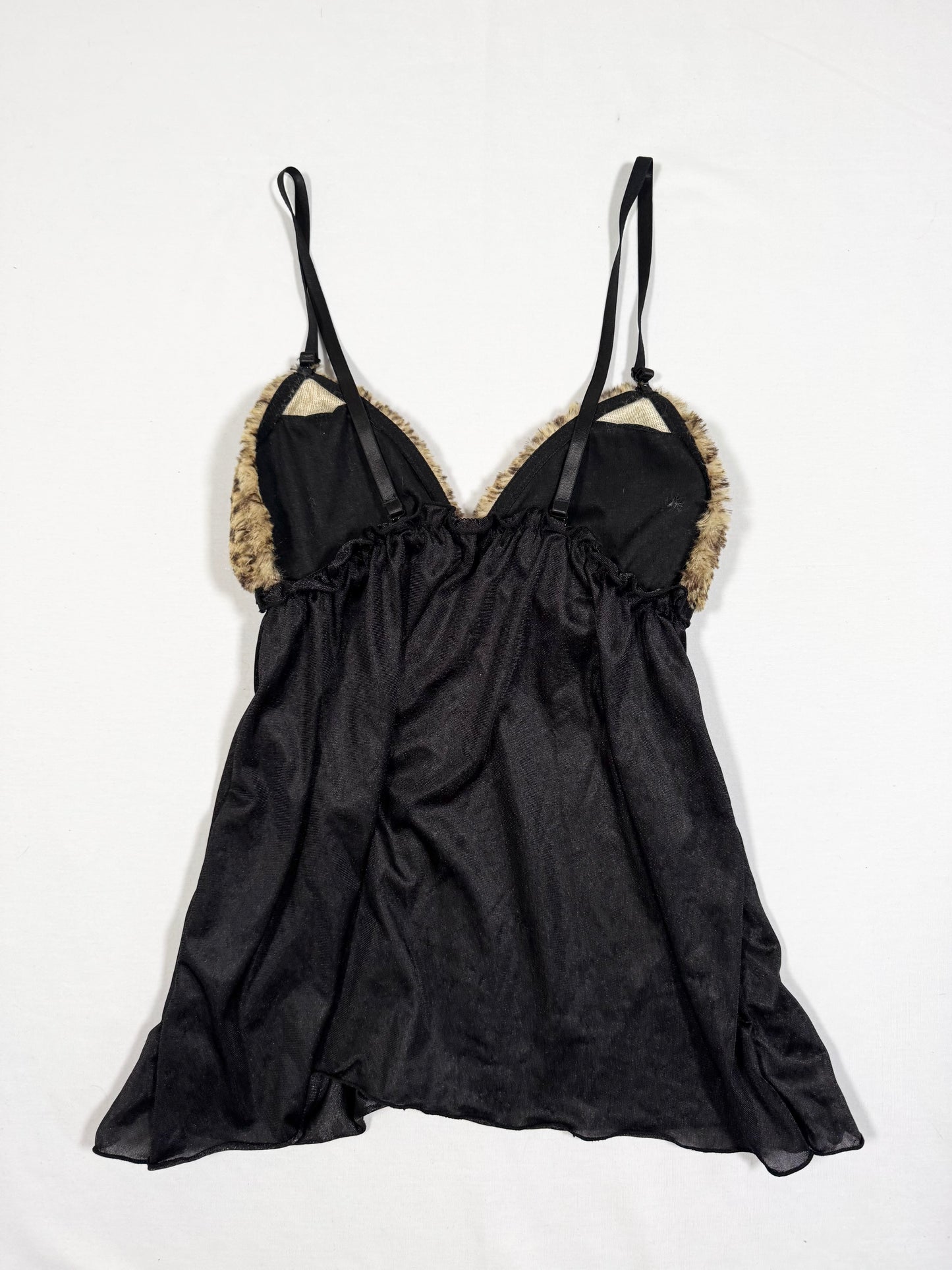 Gyaru Leopard Fur Bust Cami ♡ Size S