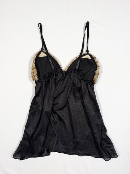 Gyaru Leopard Fur Bust Cami ♡ Size S