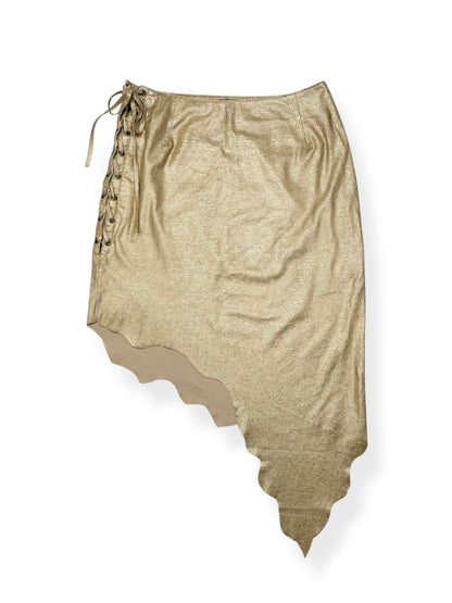 Galsville Gold Faux Suede Midi Skirt ♡ XS