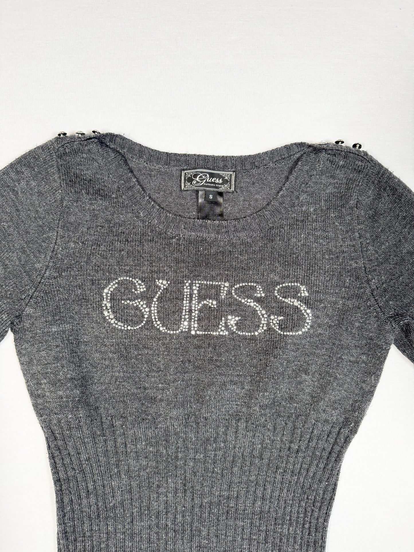 Guess Diamante Grey Knit ♡ Size S