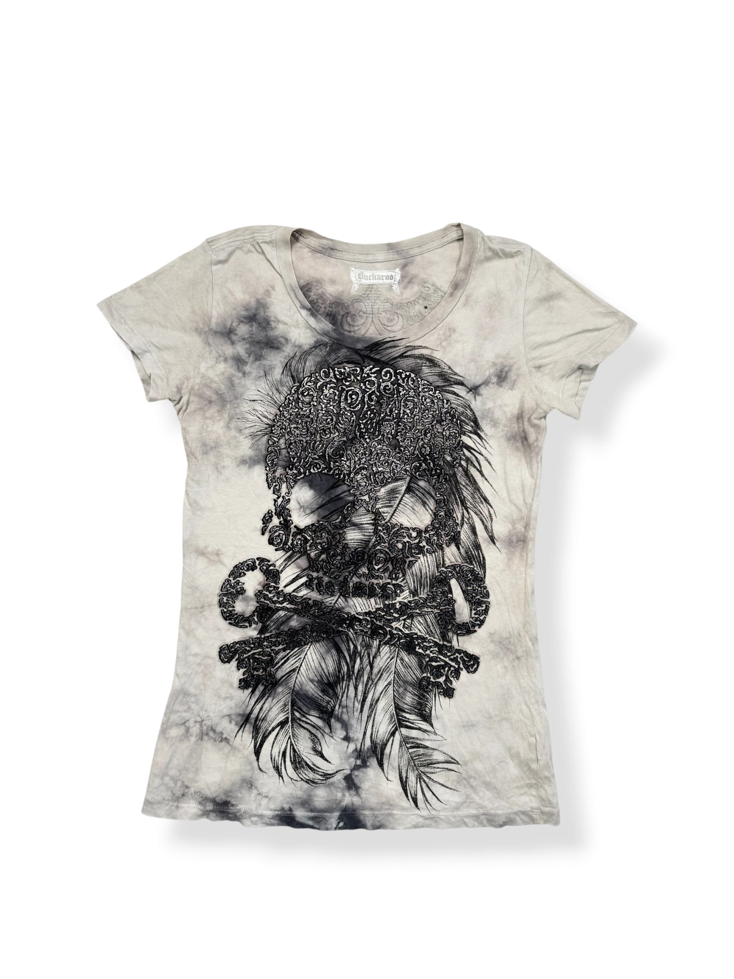 Skull Feather Grunge Tee ♡ M