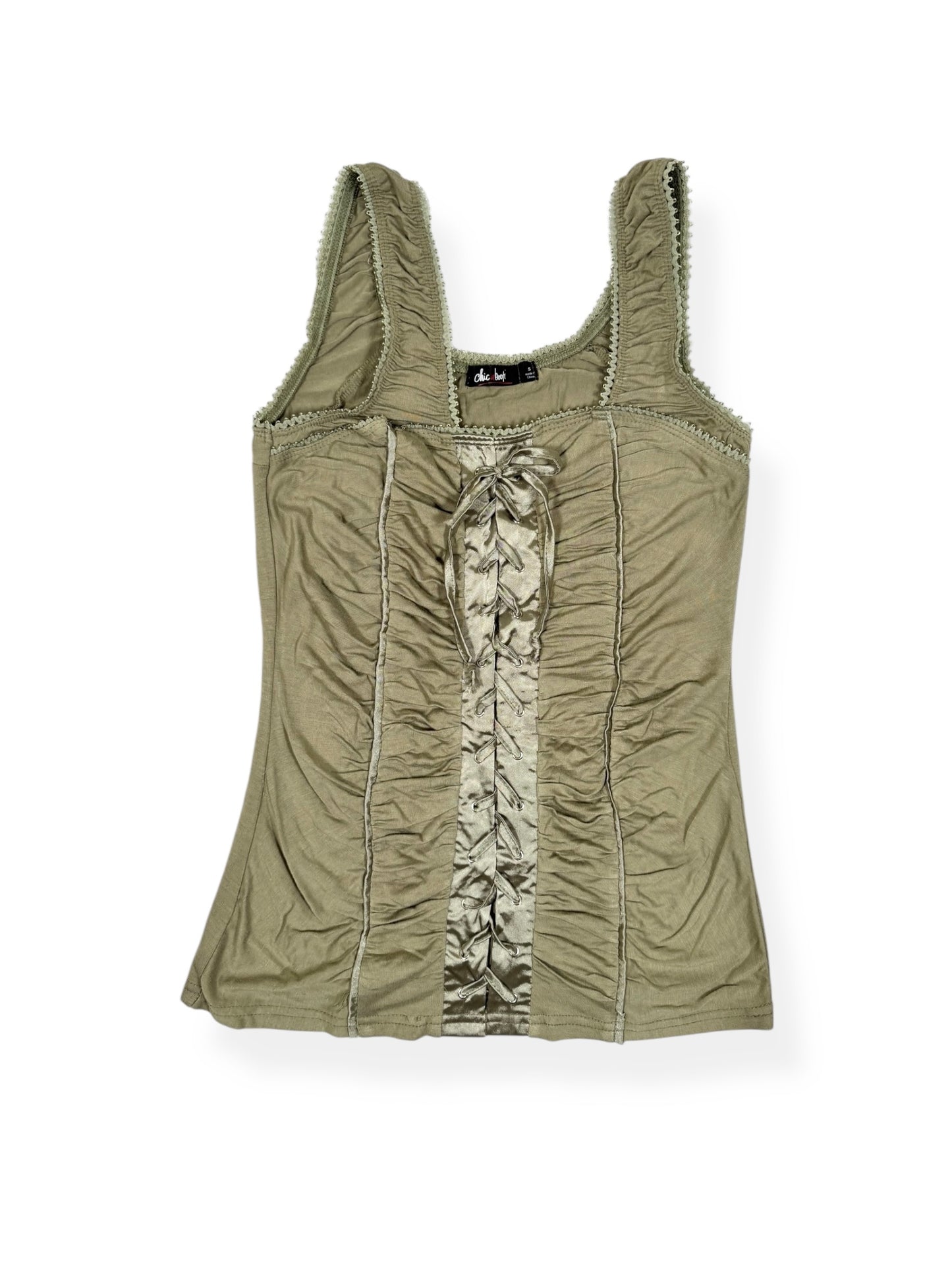 Khaki Lace Up Tank