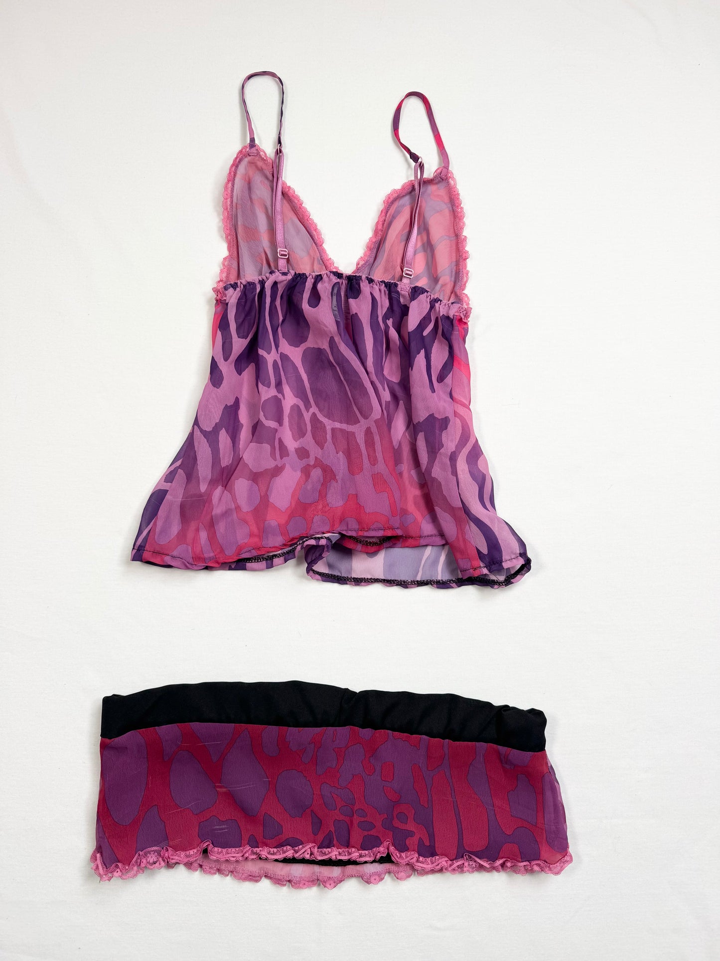 La Senza Purple & Pink Leopard Cami Skirt Set ♡ XS