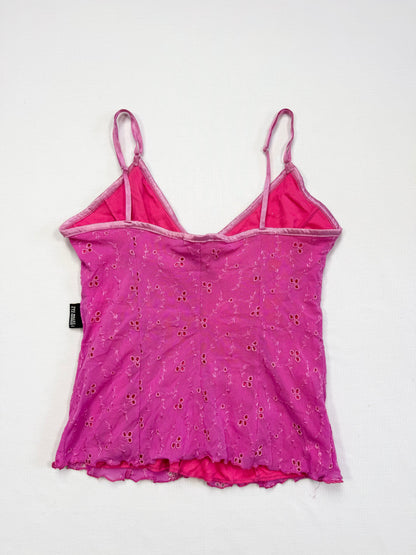 Pink Pointelle Lace Up Cami ♡ M