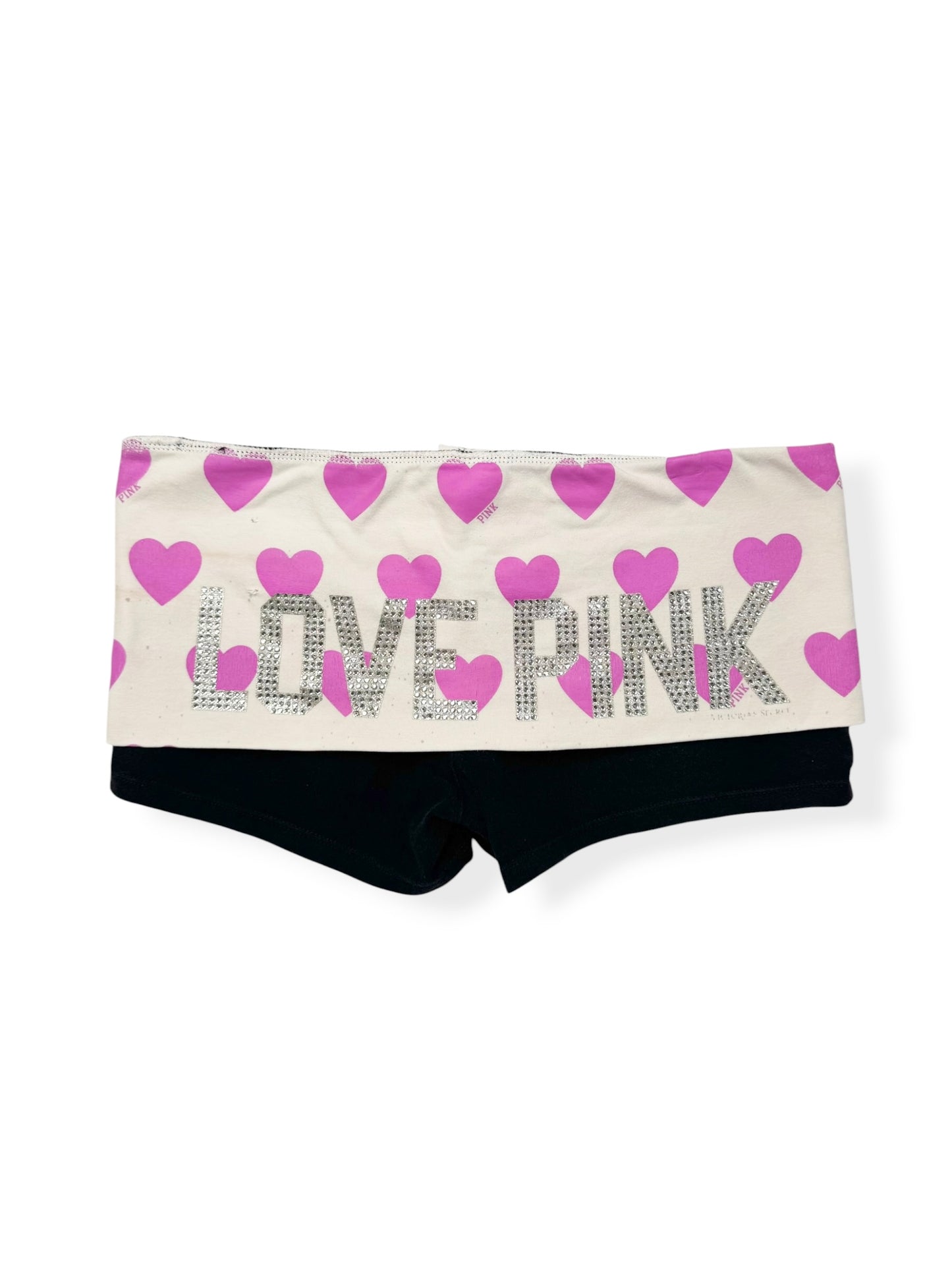 PINK Heart Fold Over Waistband Shorts ♡ S