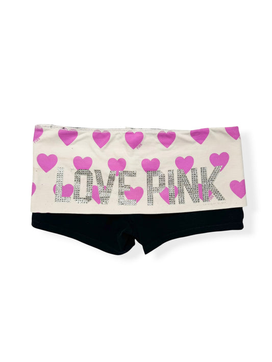 PINK Heart Fold Over Waistband Shorts ♡ S