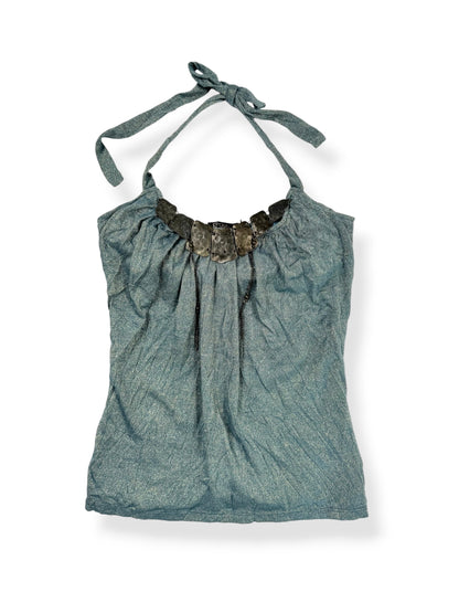 Blue Glitter Metal Chain Halter ♡ S
