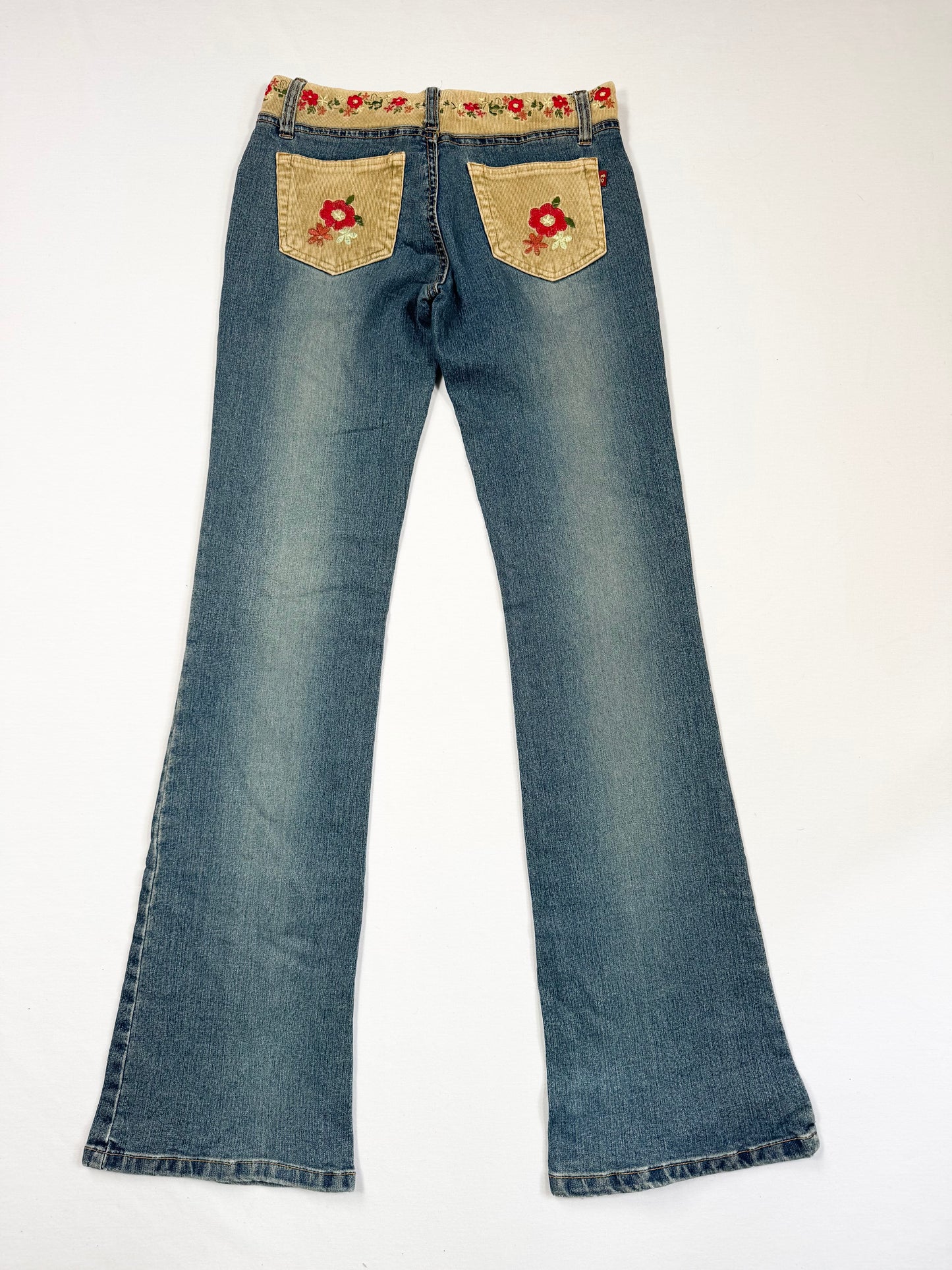 Embroidered Waistband Flared Jeans ♡ XS