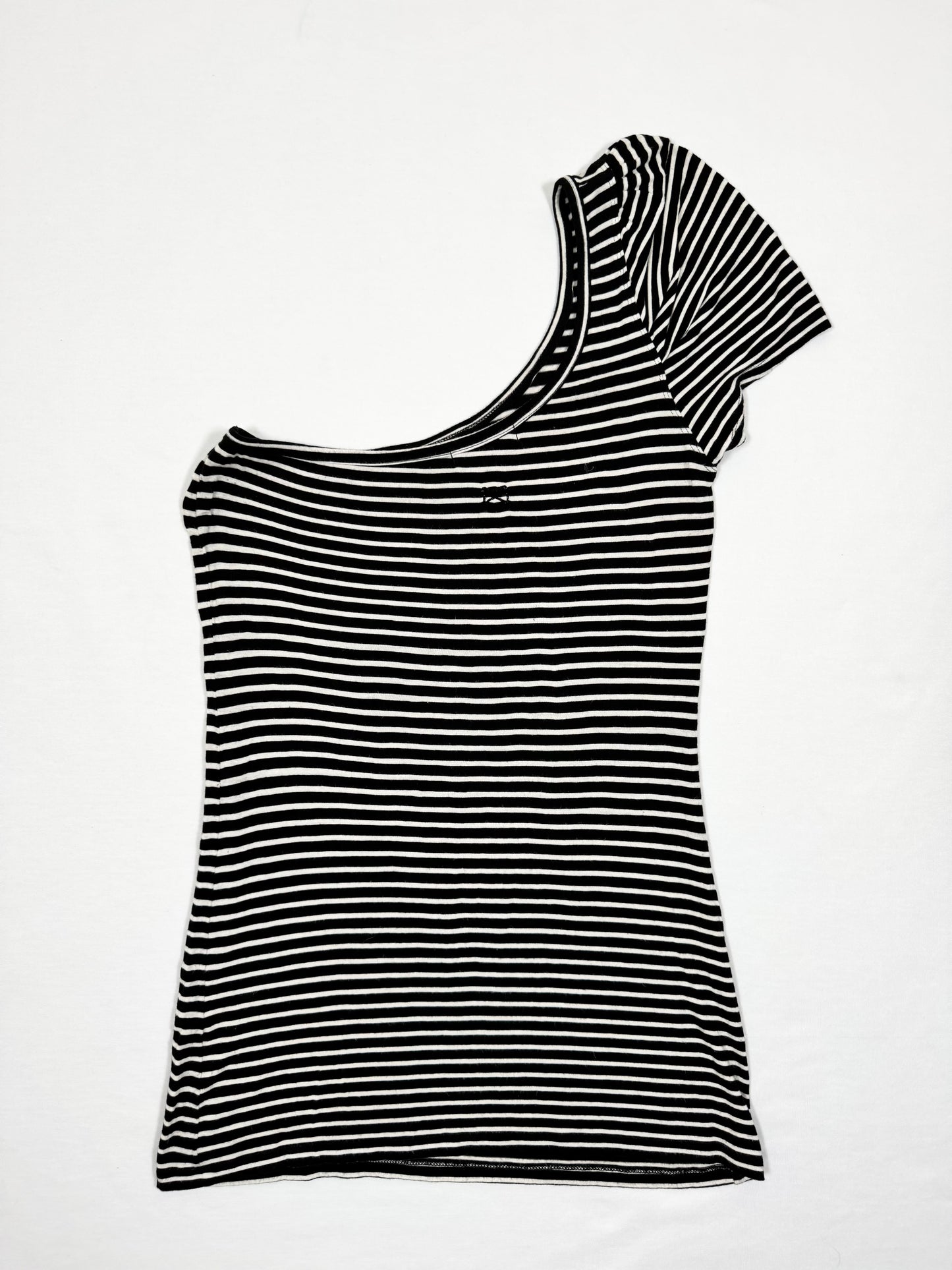 Playboy Striped One Shoulder Tee