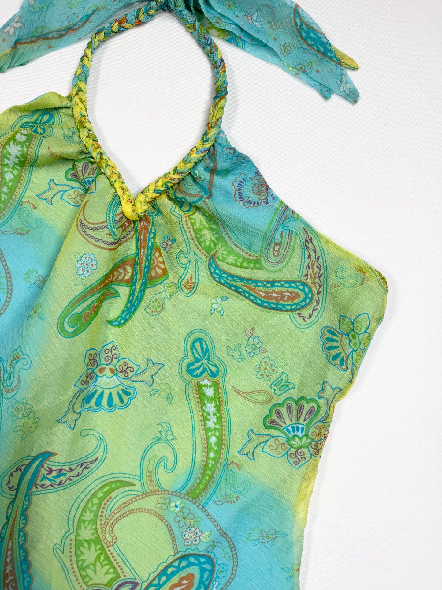 Green & Blue Paisley Halter ♡ L