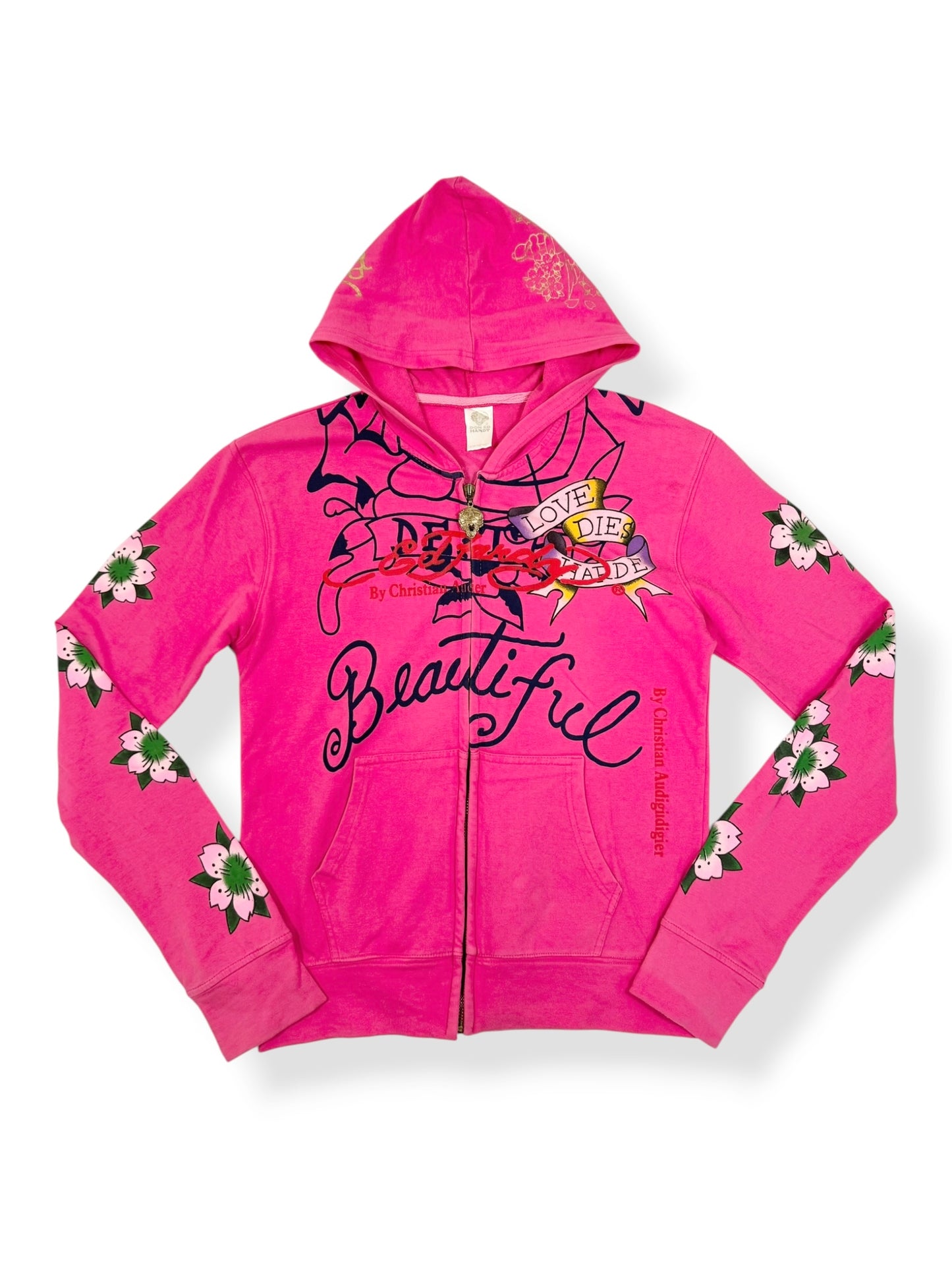 Pink Ed Hardy Zip Up Hoodie ♡ M
