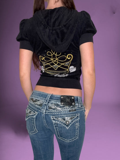 Juicy Couture Black Towelling Short Sleeved Zip Up ♡ S