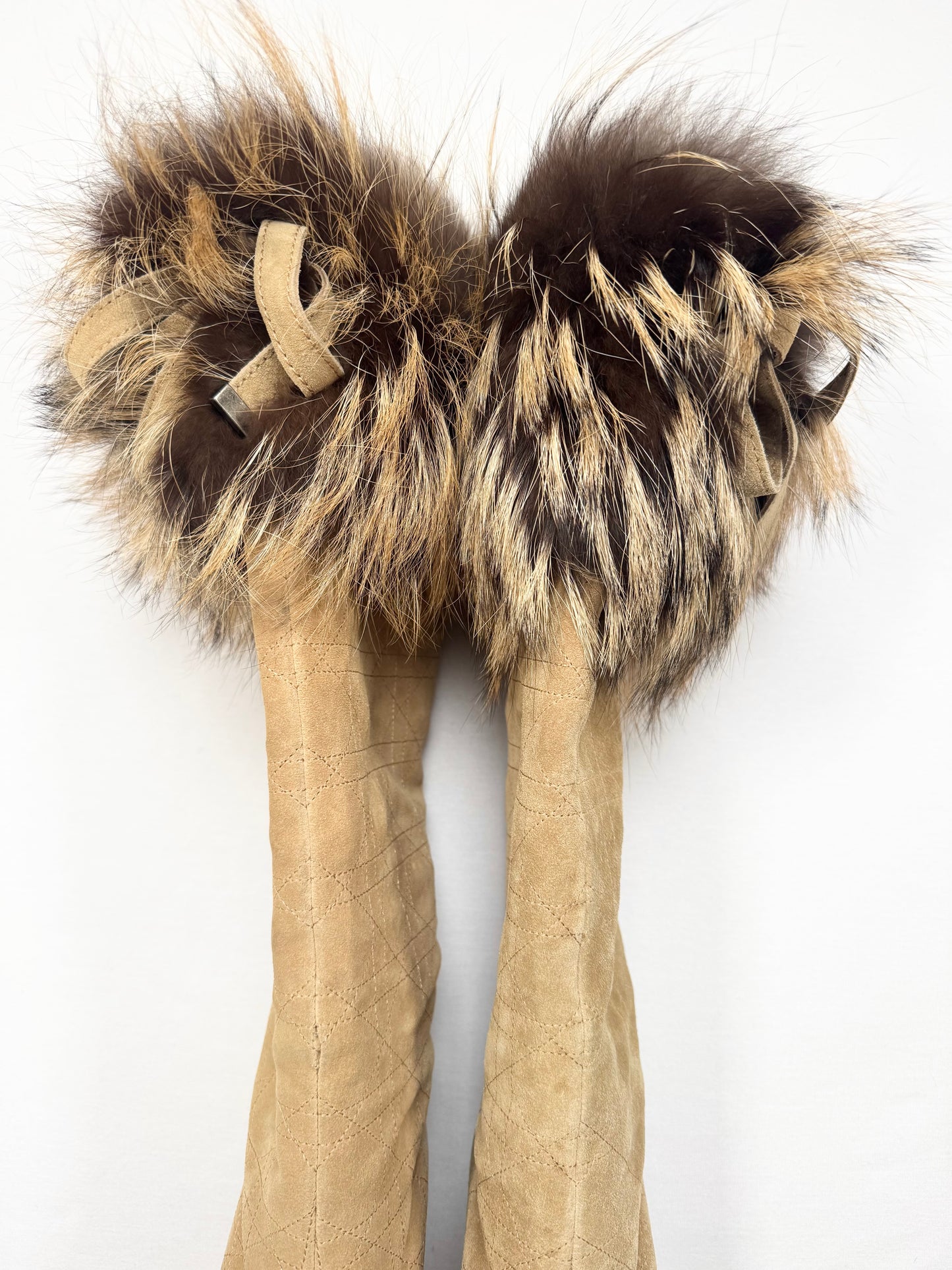 Dior Fur Trim Wedge Boots ♡ Euro 37.5