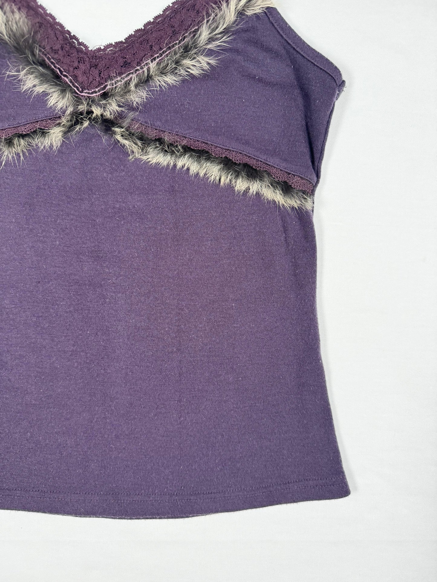 Purple Fur Trim Cami